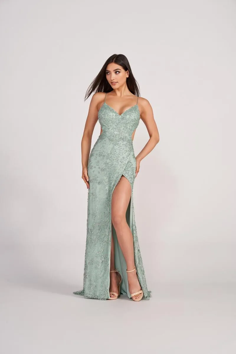 Ellie Wilde Long Lace-up Back Prom Dress EW34046