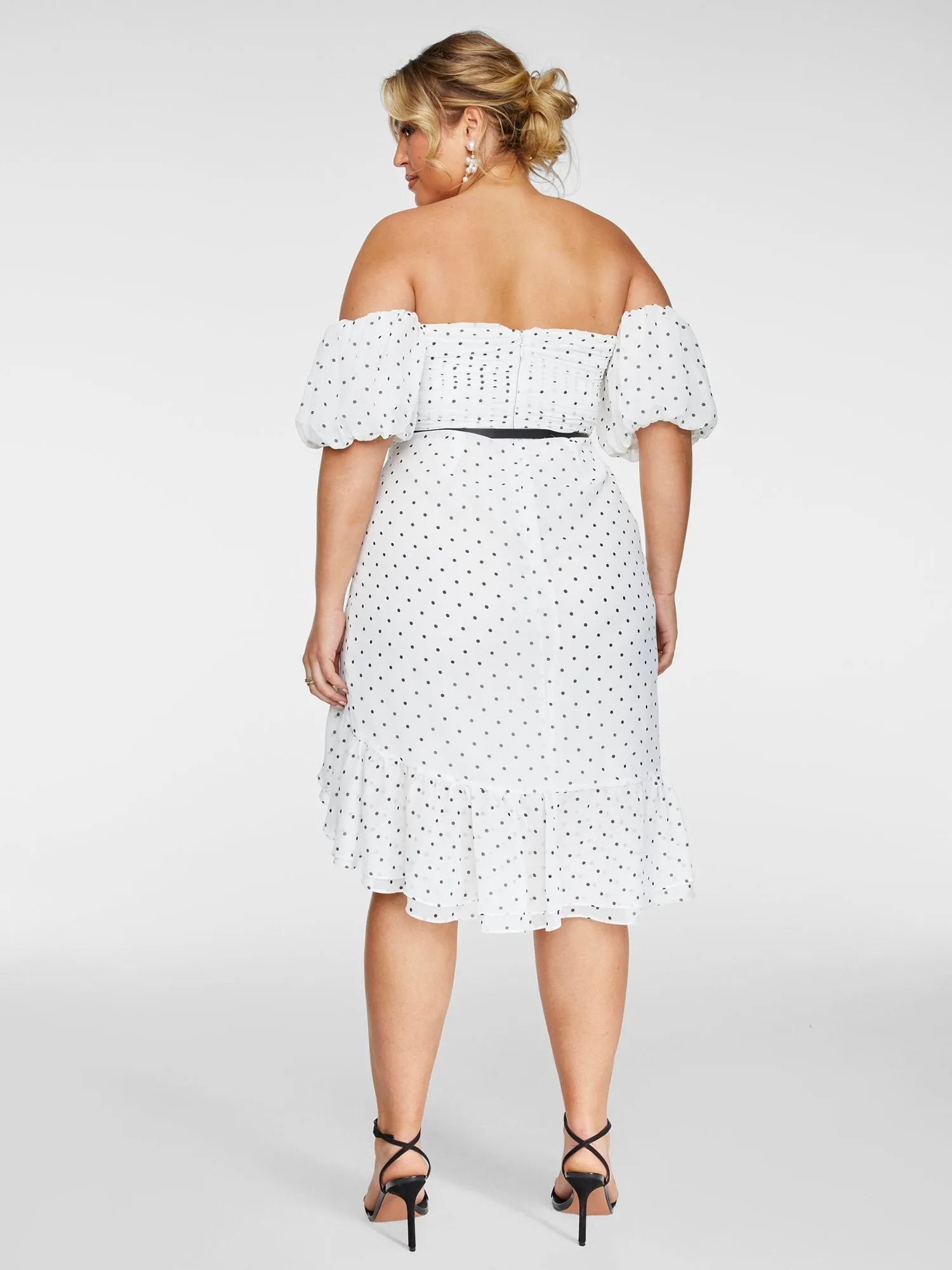 Fashion To Figure - Jessa Dot Print Ruffle Dress