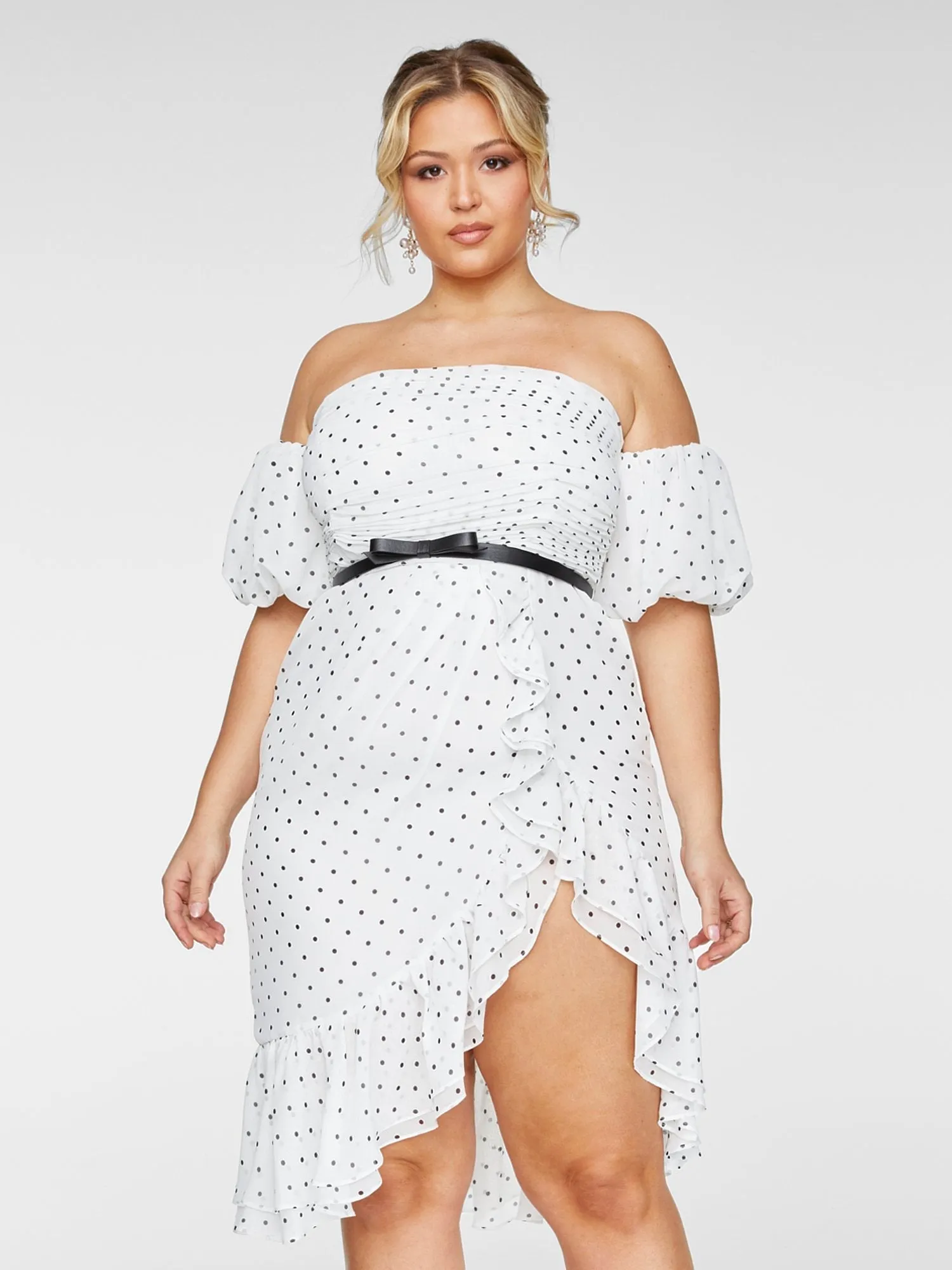 Fashion To Figure - Jessa Dot Print Ruffle Dress