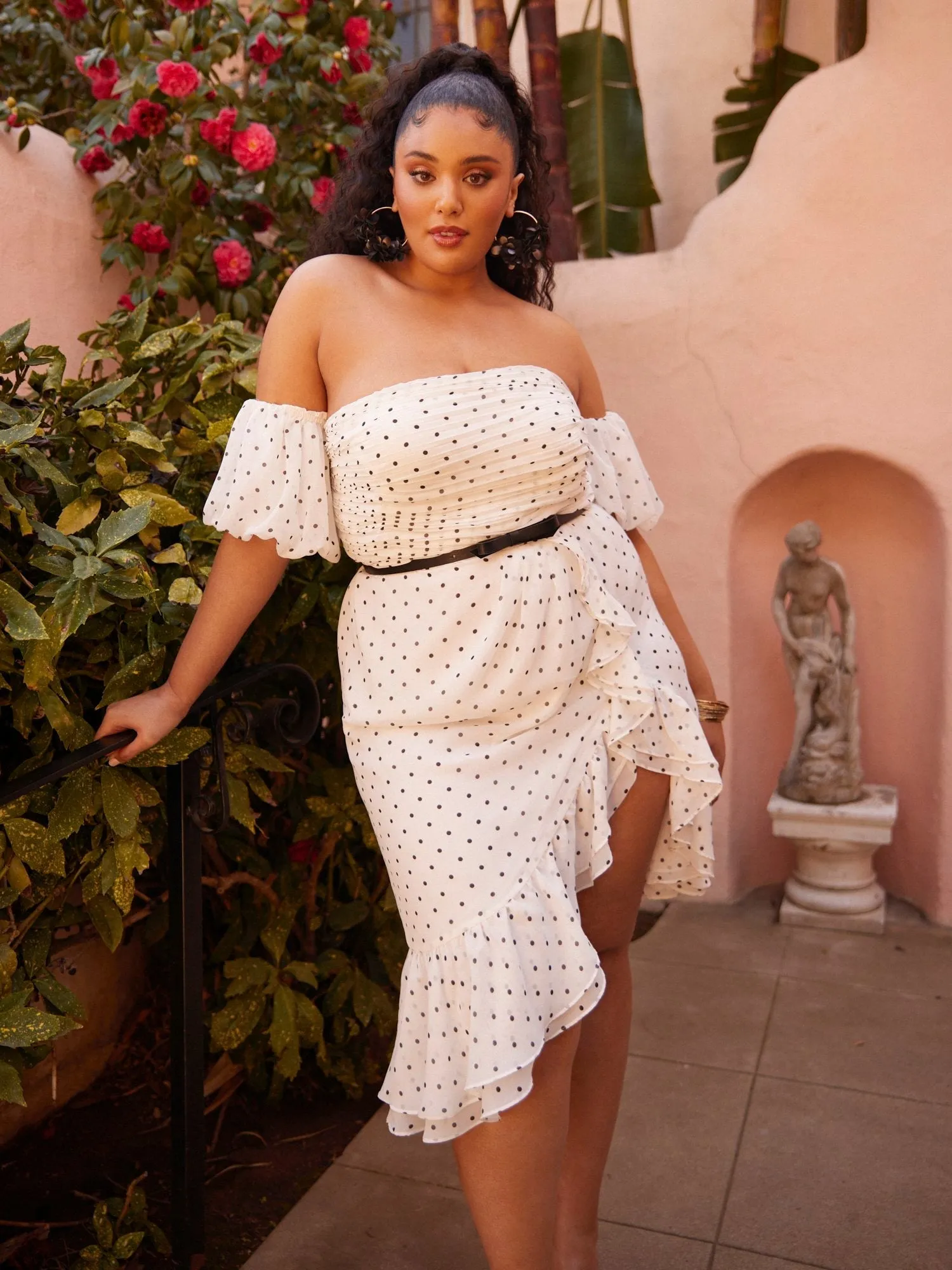 Fashion To Figure - Jessa Dot Print Ruffle Dress