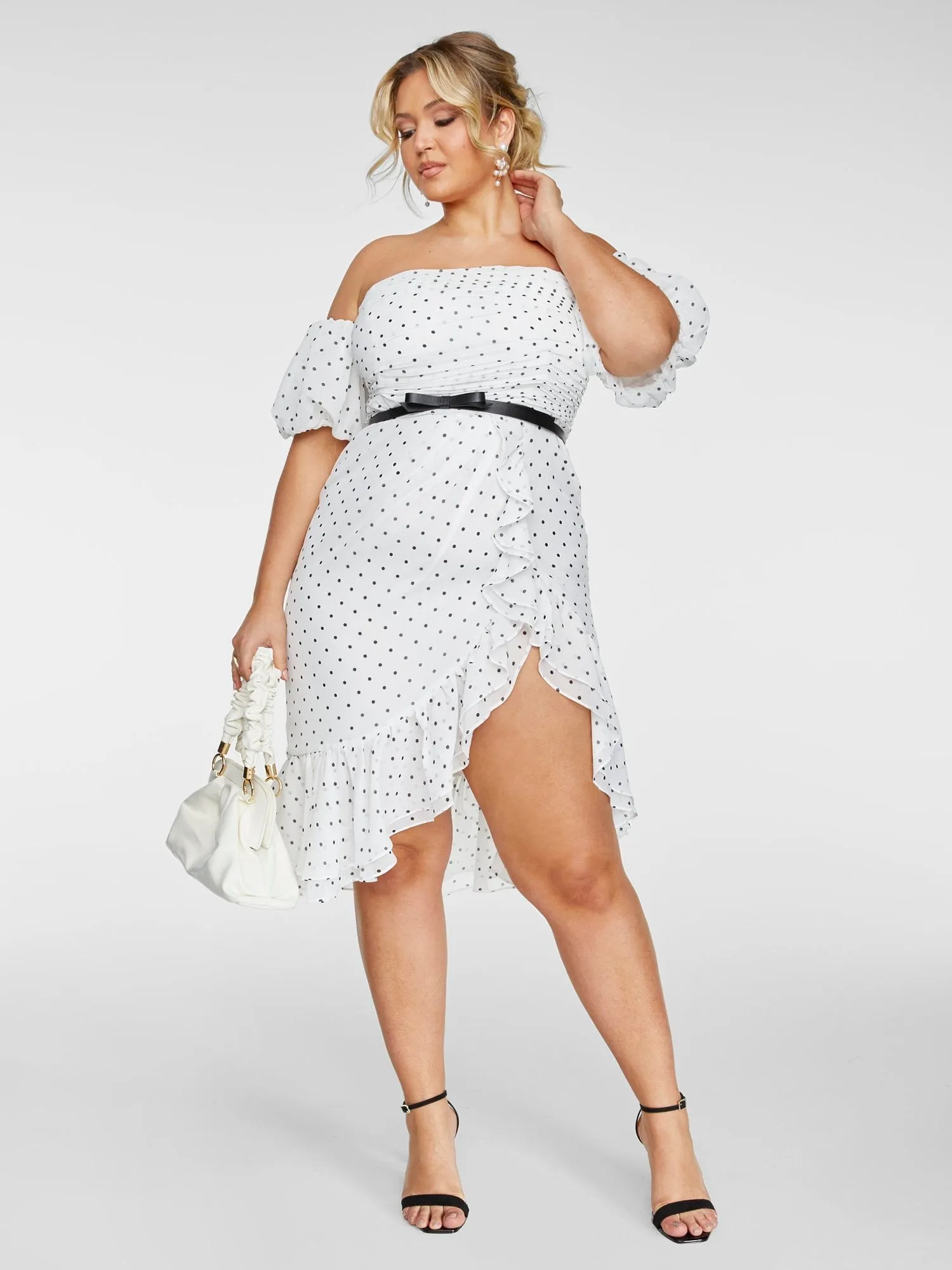 Fashion To Figure - Jessa Dot Print Ruffle Dress