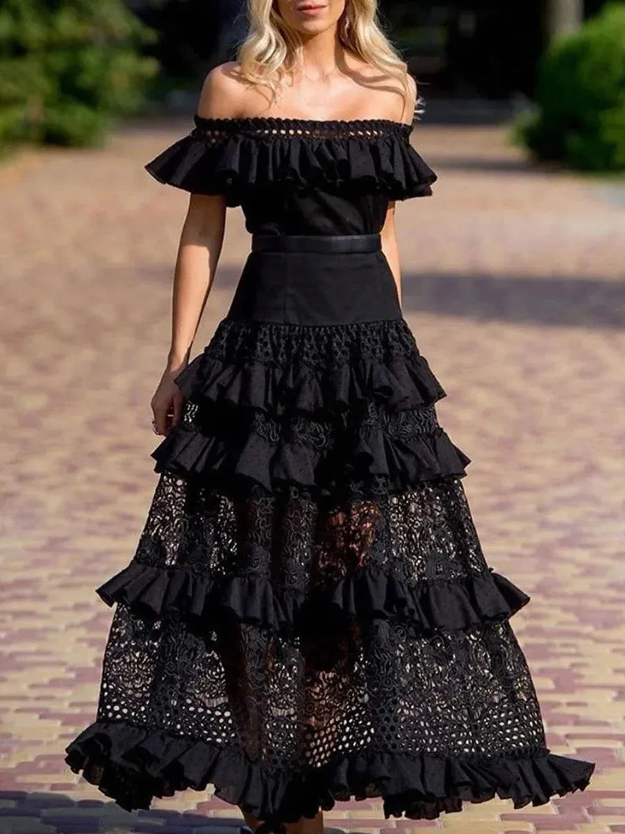 FashionSierra - 2024 Elegant White Lace Off Shoulder Boho Dress