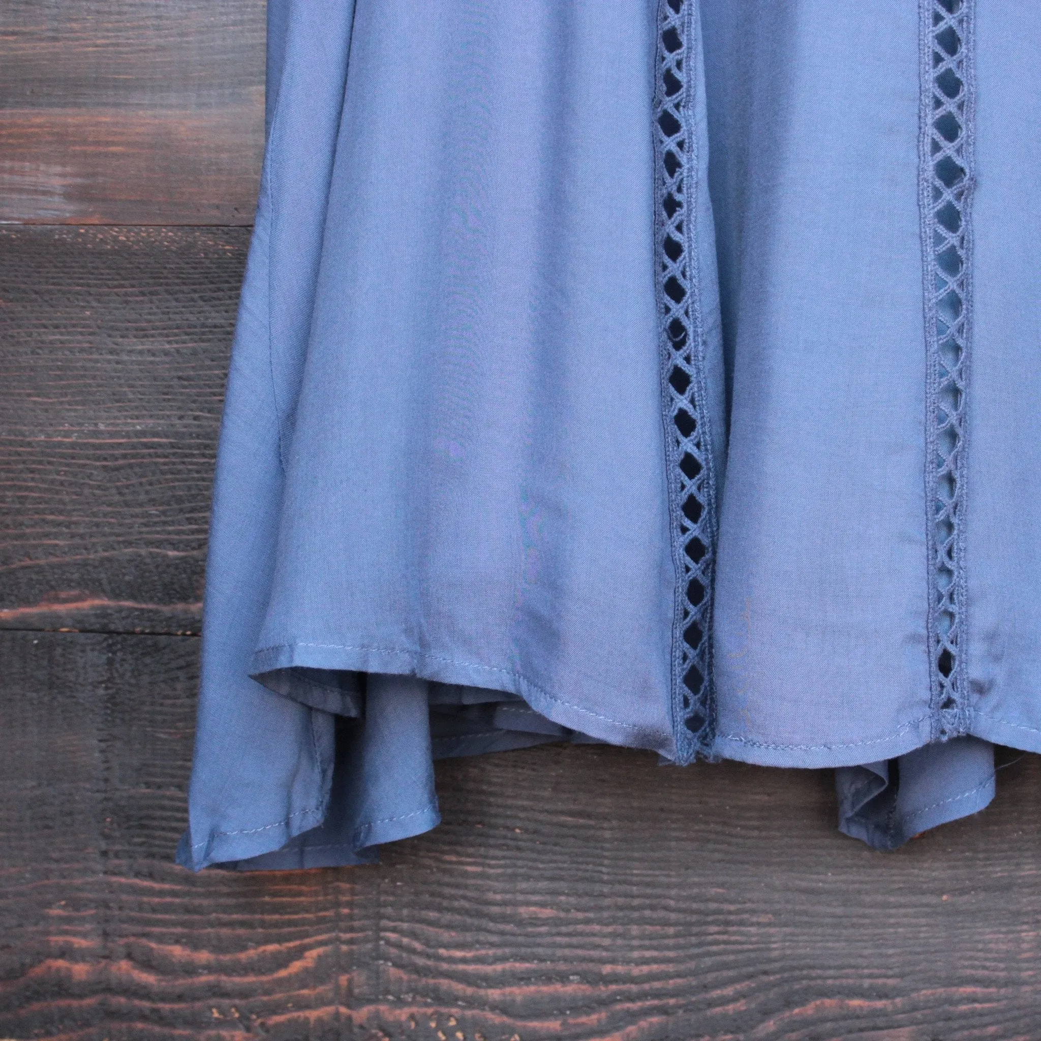 Final Sale - Boho Crochet Lace Dress in Slate Blue