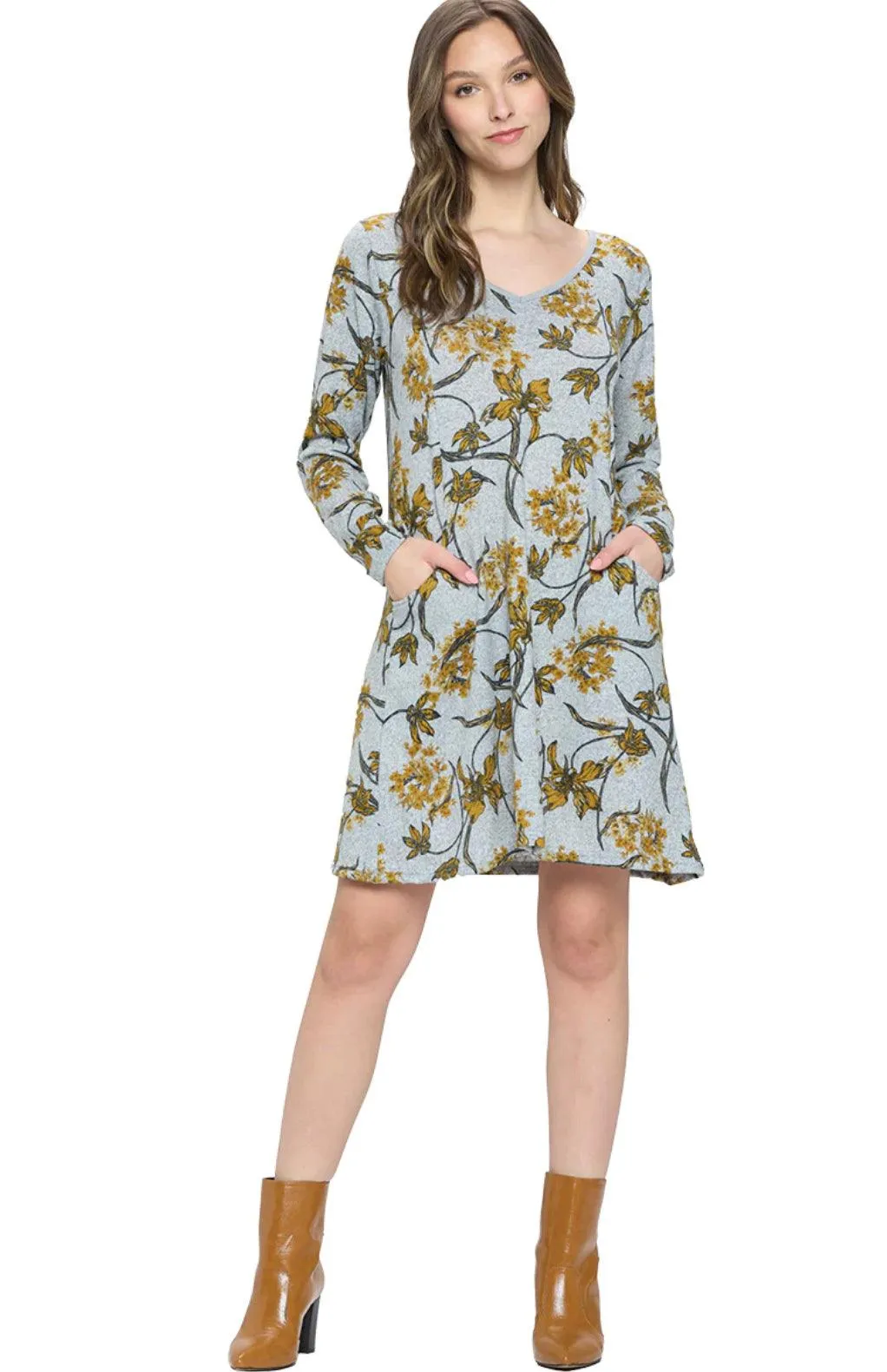 Floral dress with pockets is soft and comfy in floral print