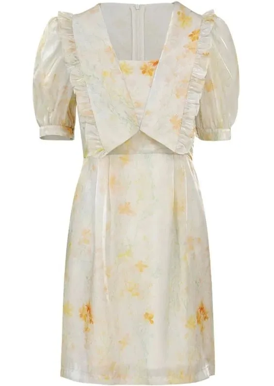 FLORAL SHORT COLLARED DRESS