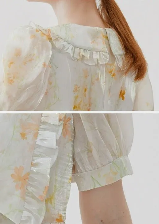 FLORAL SHORT COLLARED DRESS