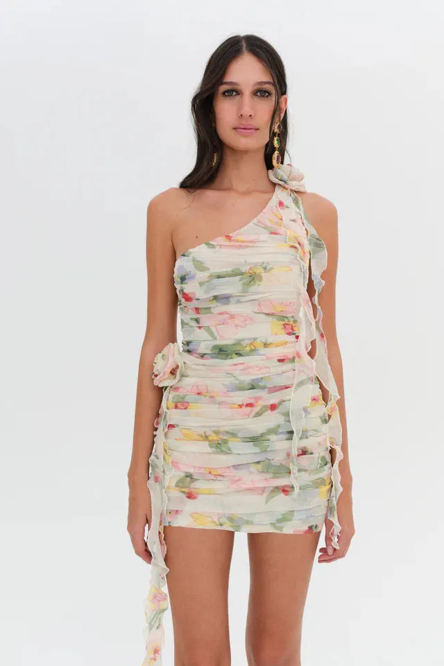 For Love & Lemons Abby One Shoulder Mini Dress - Multi