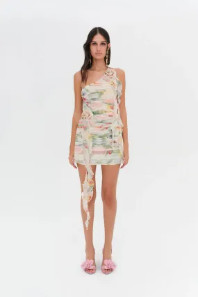 For Love & Lemons Abby One Shoulder Mini Dress - Multi