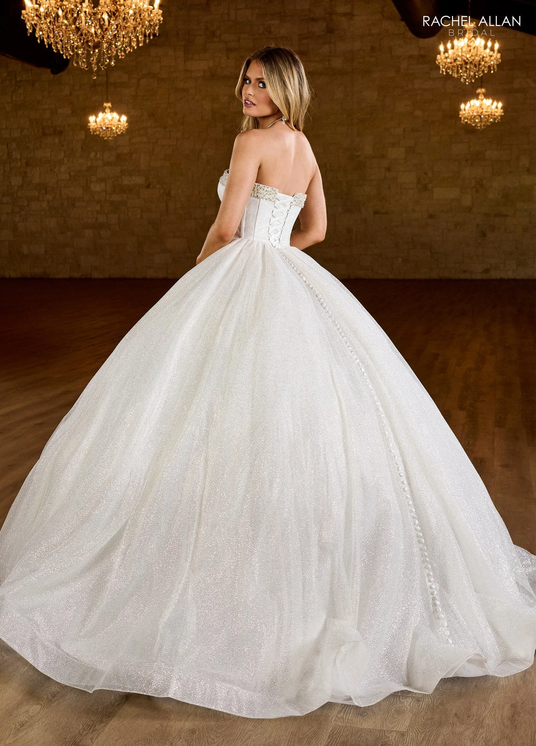 Glitter Strapless Wedding Gown by Rachel Allan RB6149