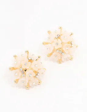 Gold Plated Mini Flower Dome Stud Earrings