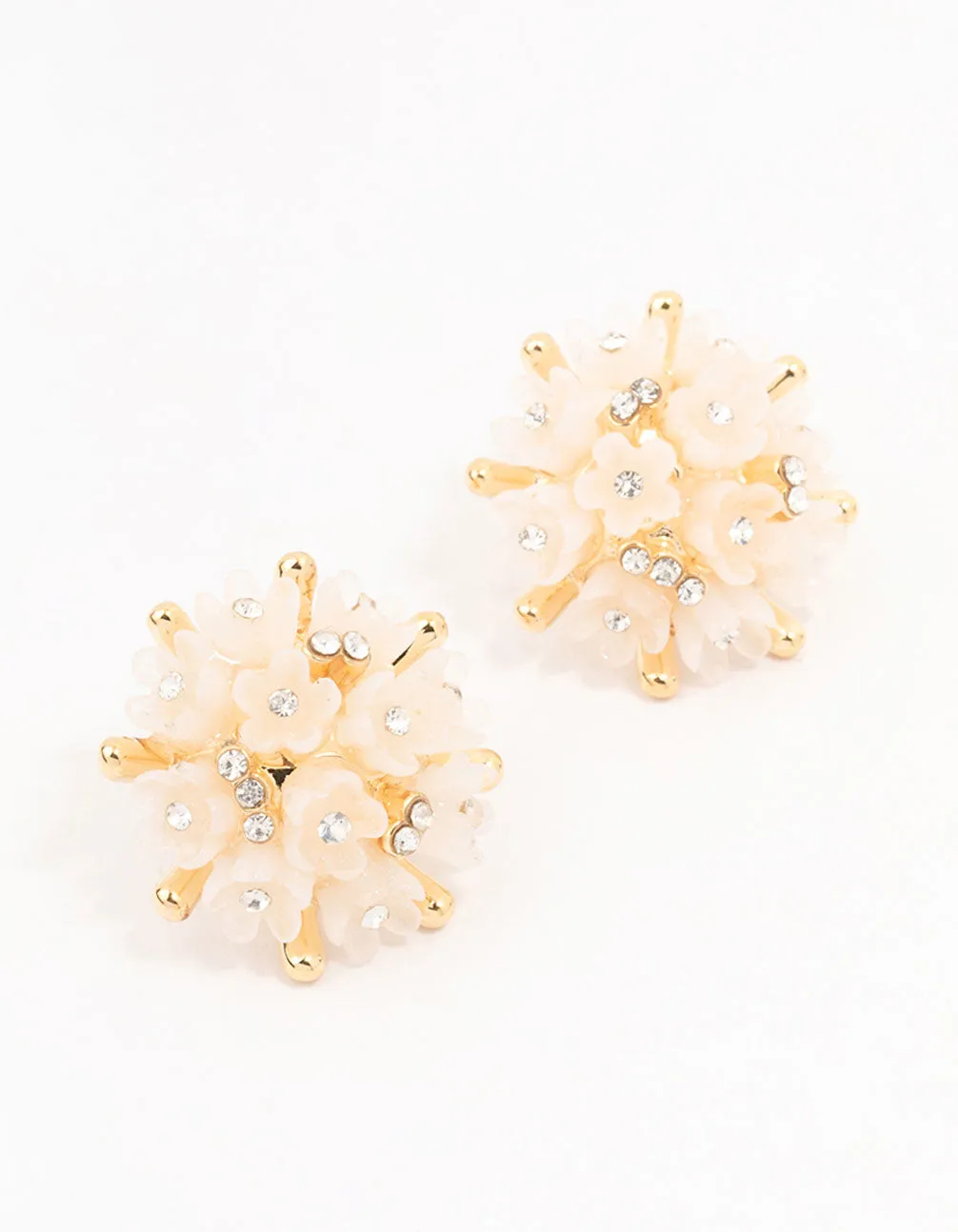 Gold Plated Mini Flower Dome Stud Earrings