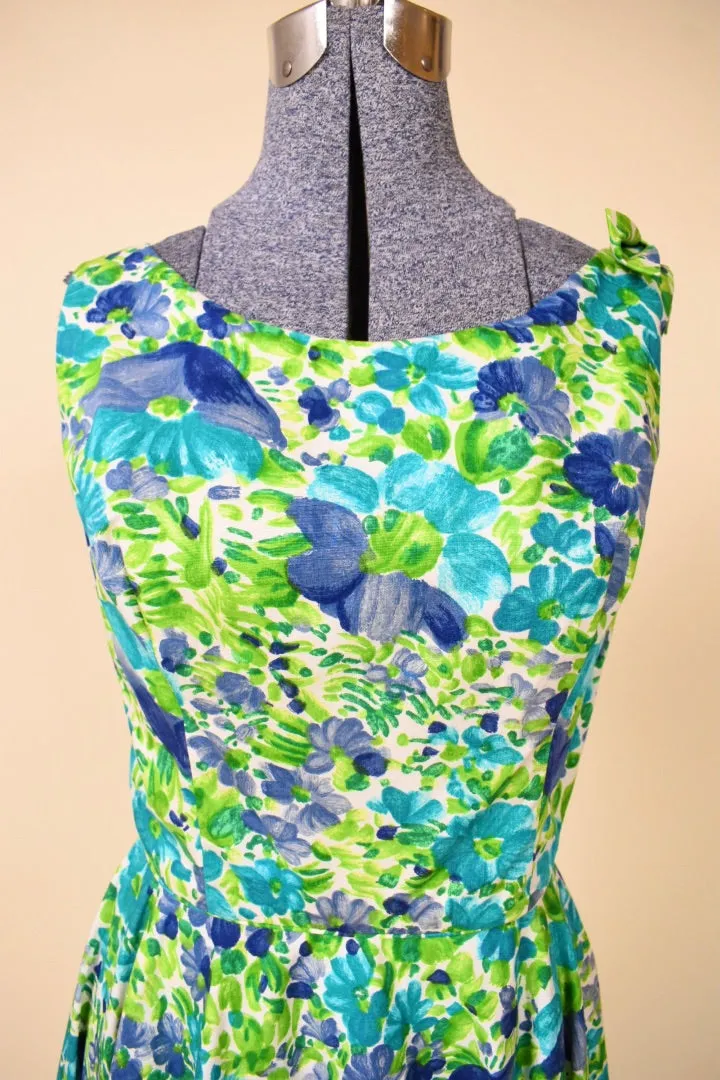 Green Floral Day Dress w/ Bow By Jay Herbert, S