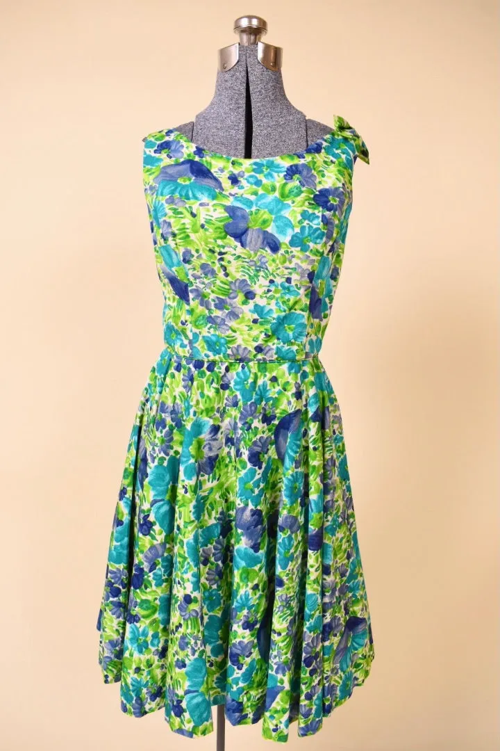Green Floral Day Dress w/ Bow By Jay Herbert, S