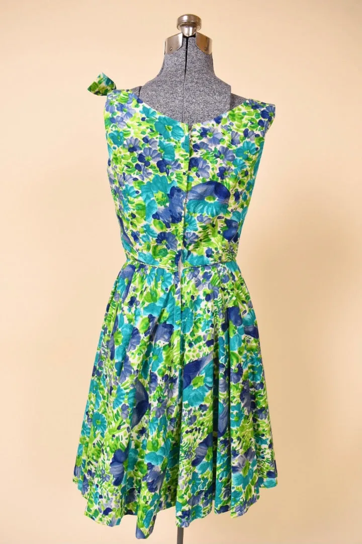 Green Floral Day Dress w/ Bow By Jay Herbert, S