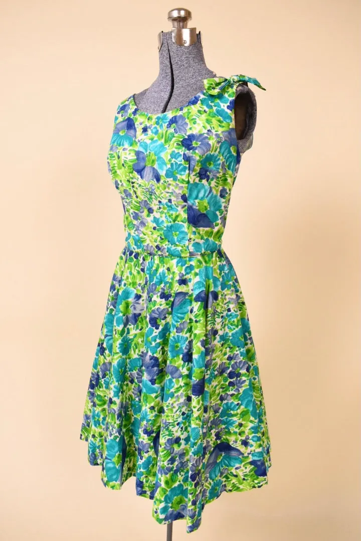 Green Floral Day Dress w/ Bow By Jay Herbert, S