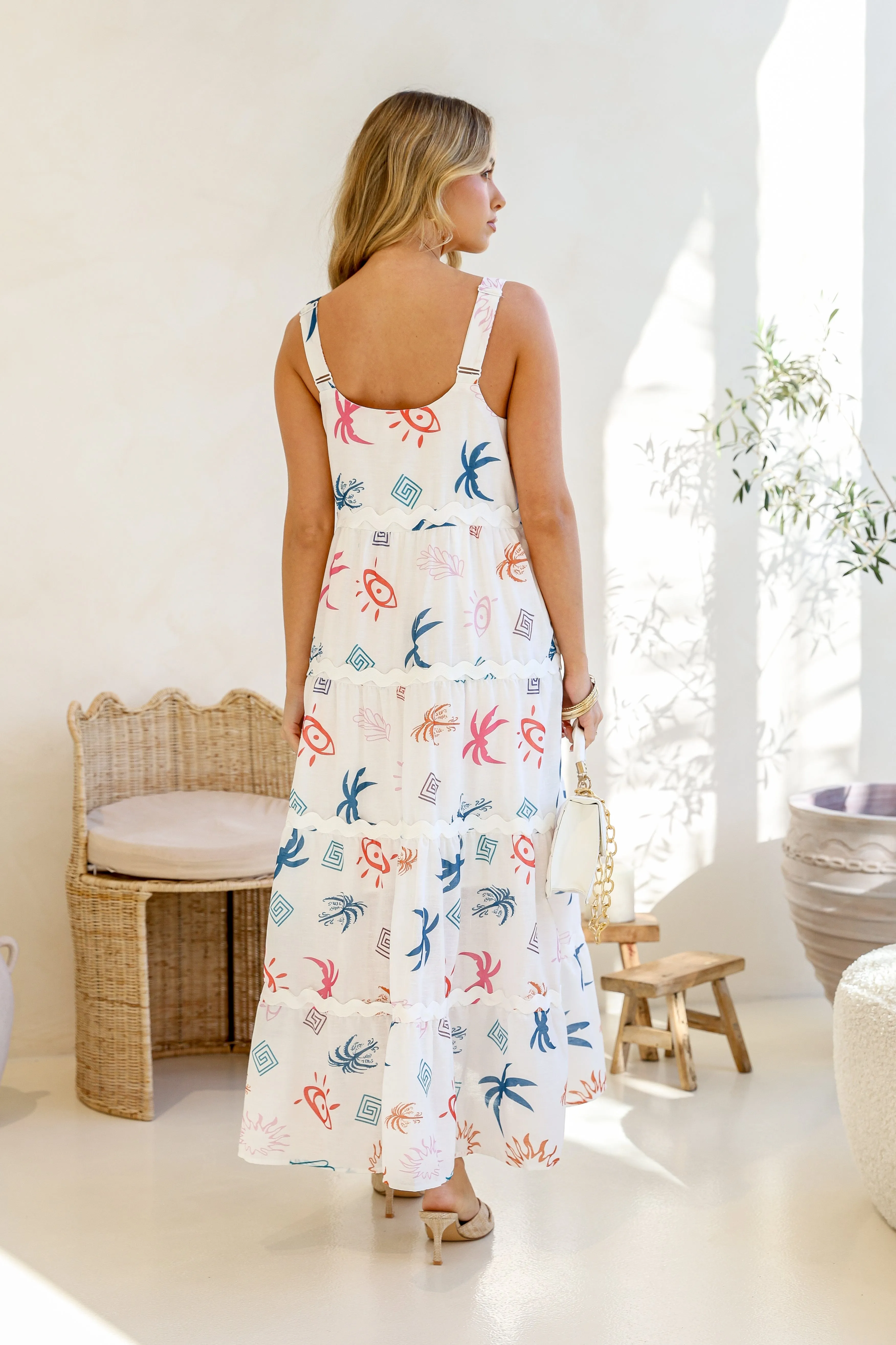 Hailee Ric Rac Sun Dress - White