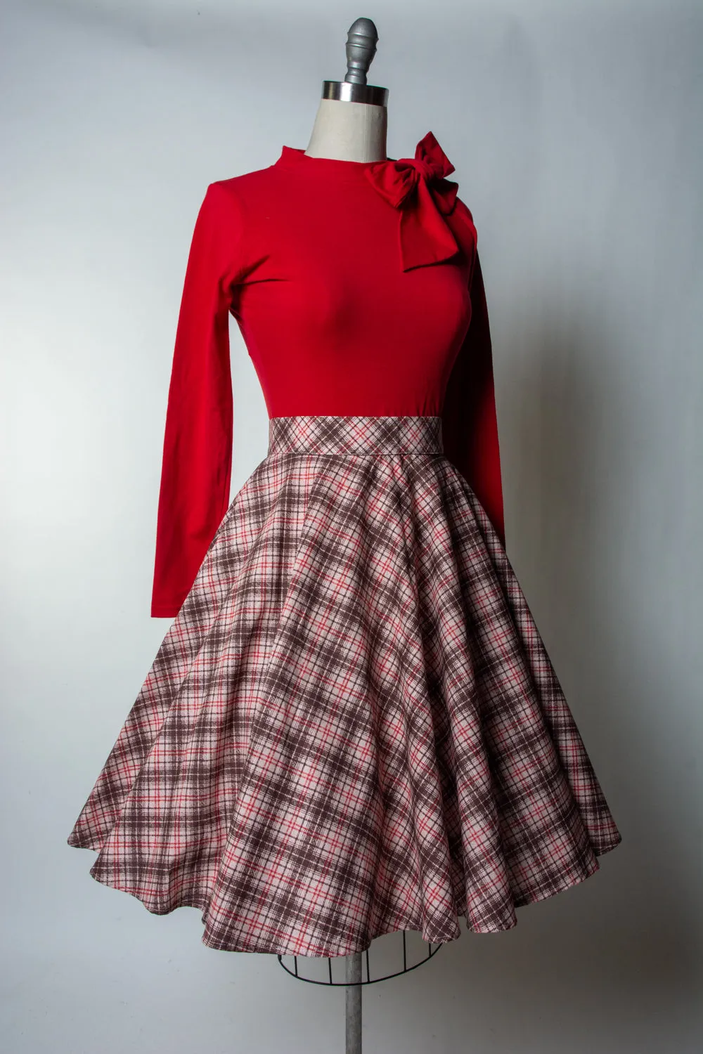 Haute Circle Skirt - Bias Plaid,  Beige *sale