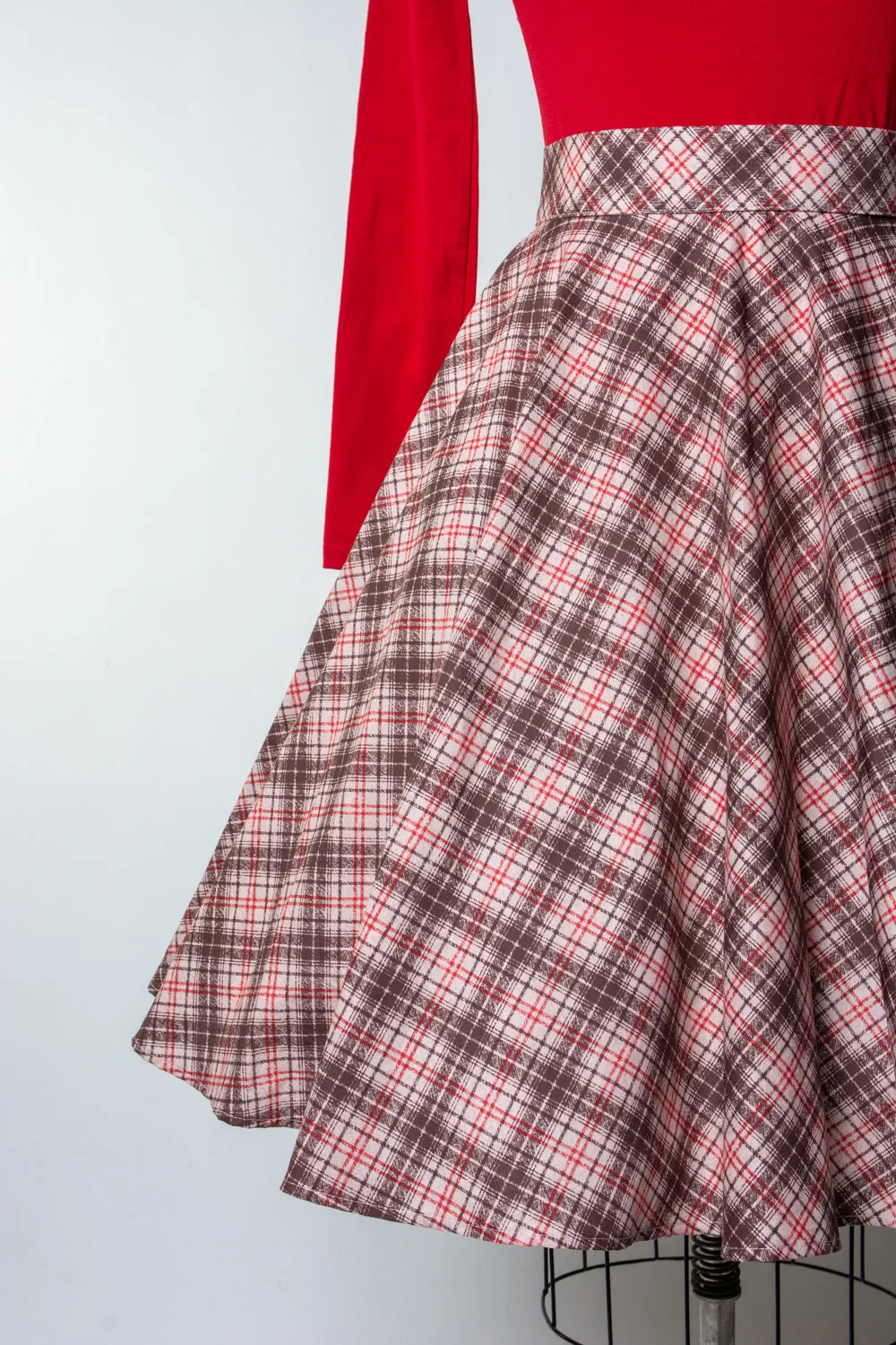 Haute Circle Skirt - Bias Plaid,  Beige *sale