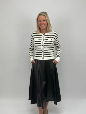 IBLUES Black & White Stripe Cardigan