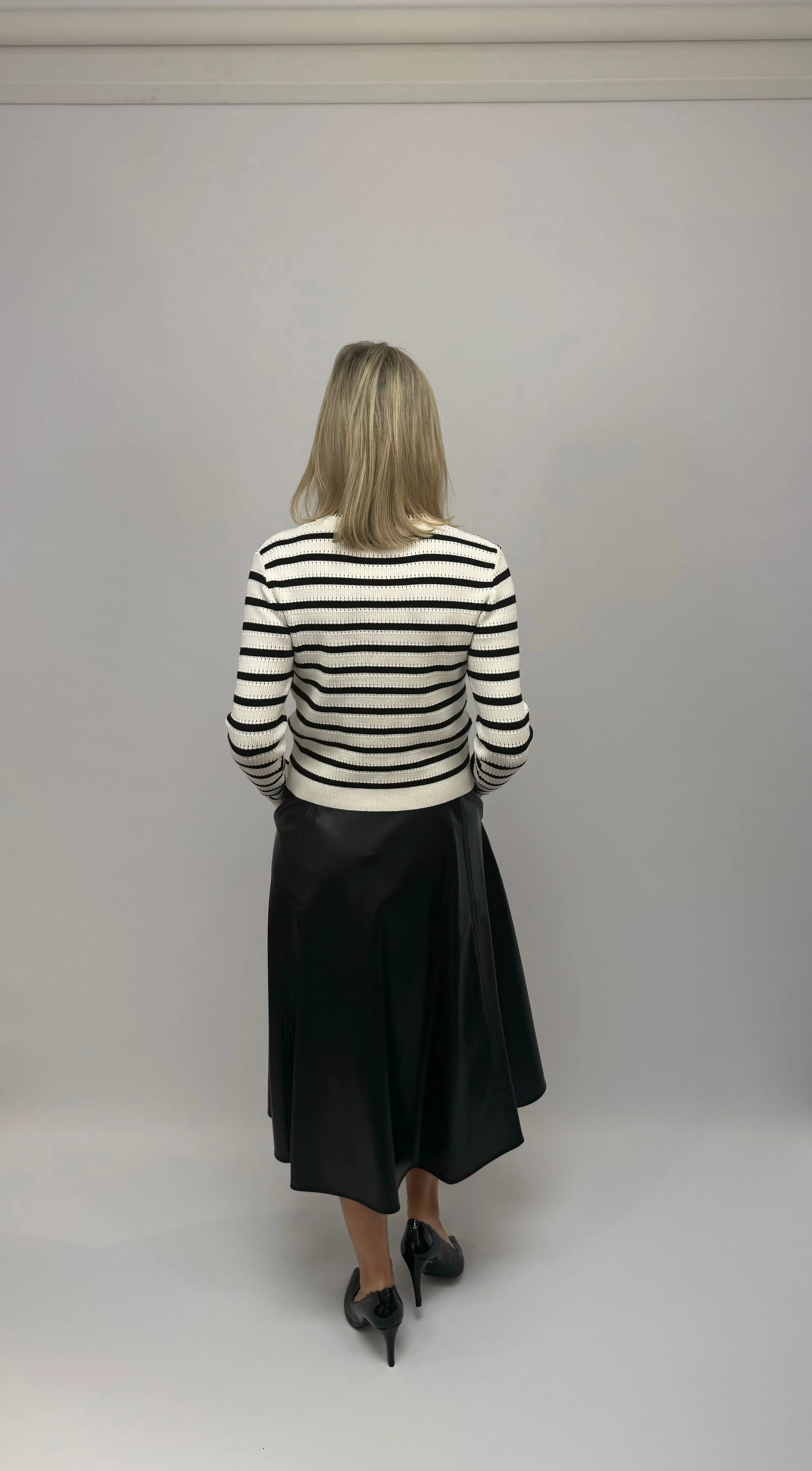 IBLUES Black & White Stripe Cardigan
