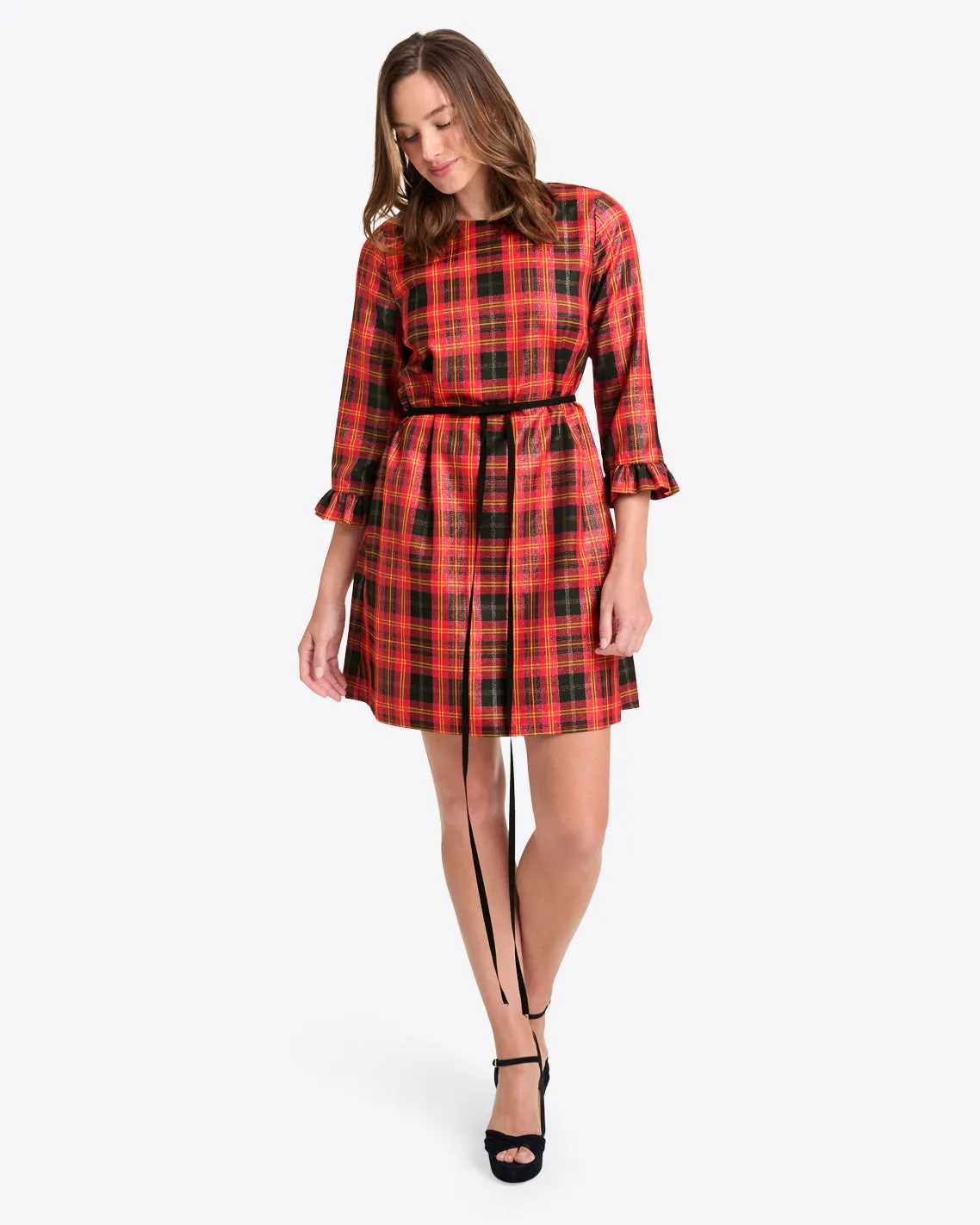 Jessie Shift Dress in Caroline Shimmer Plaid