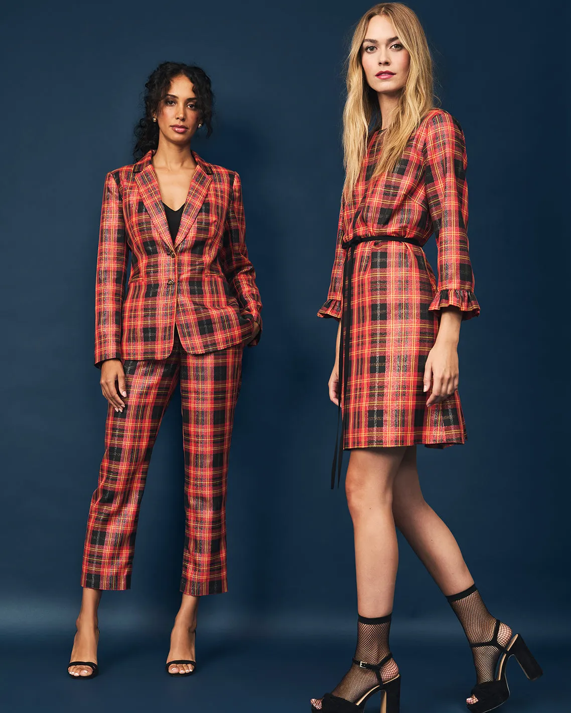Jessie Shift Dress in Caroline Shimmer Plaid