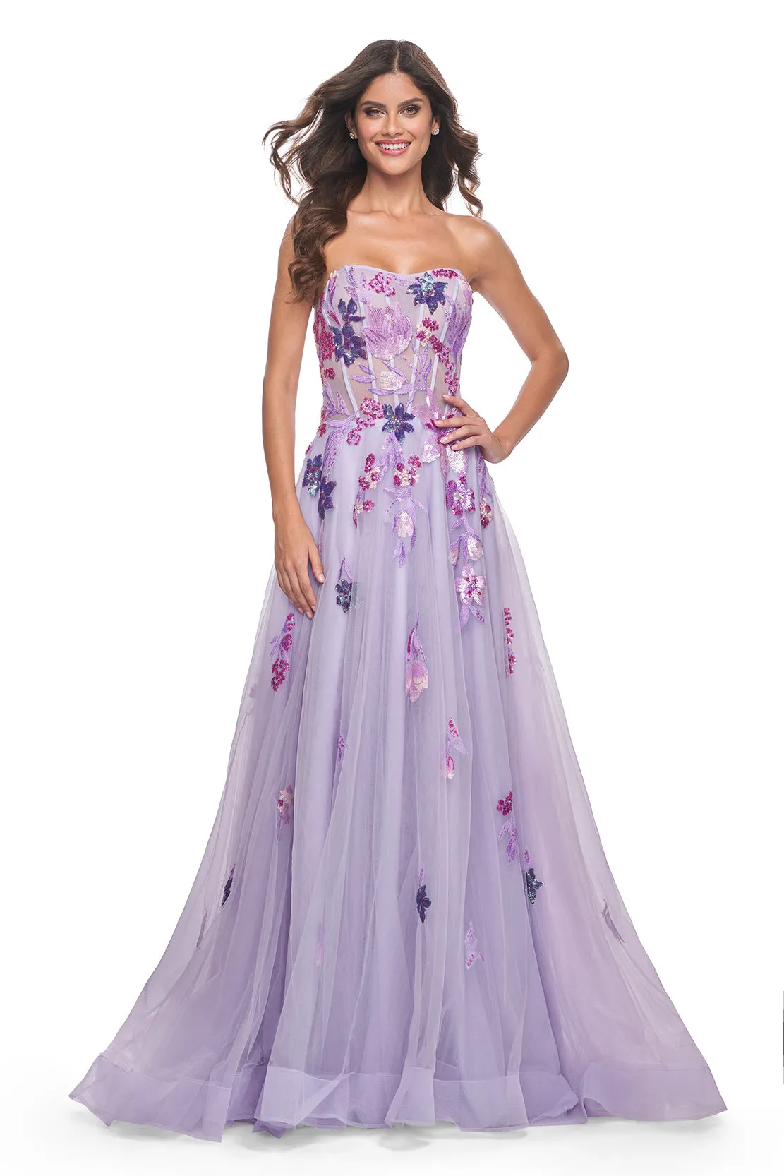 La Femme - 32156 - Strapless A-Line Tulle Prom and Quinceañera Dress