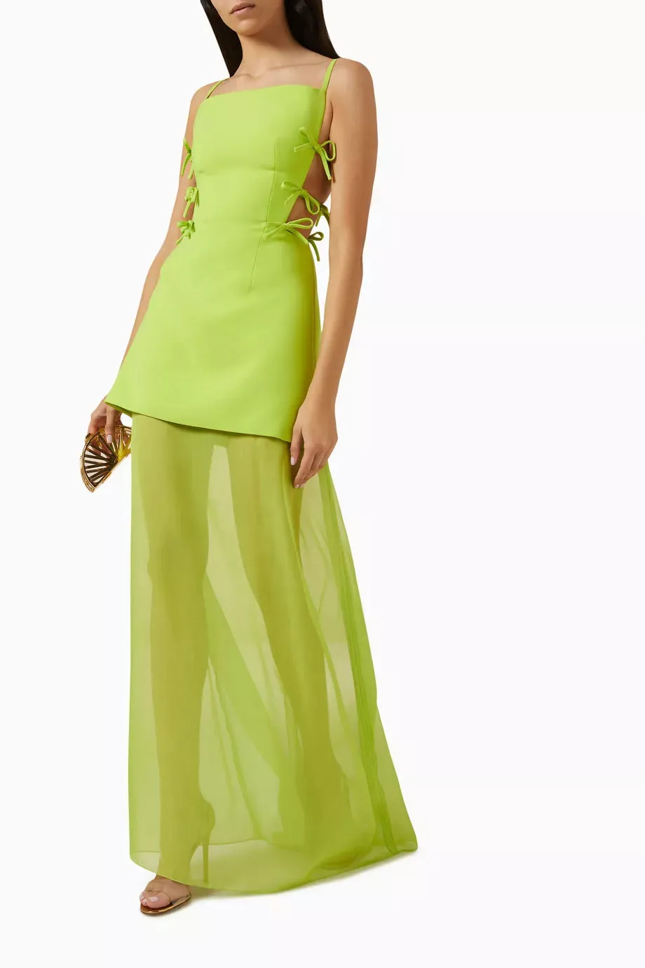 Lace-up Maxi Dress in Georgette