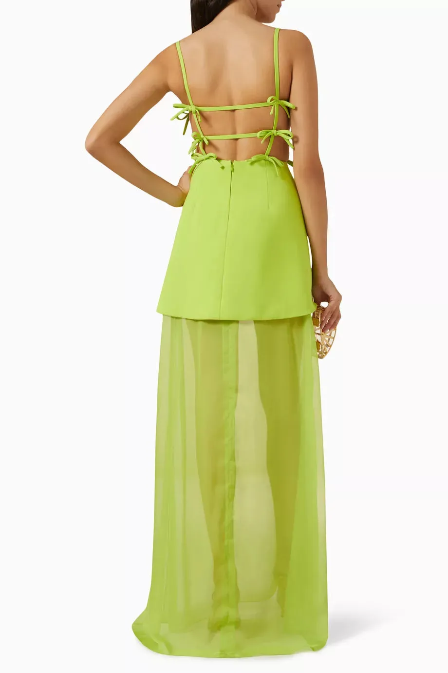 Lace-up Maxi Dress in Georgette
