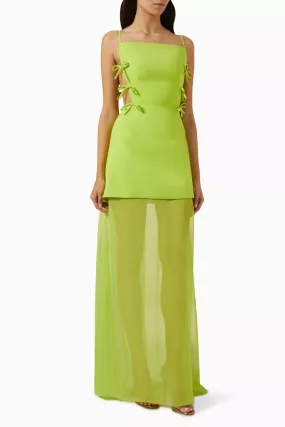 Lace-up Maxi Dress in Georgette
