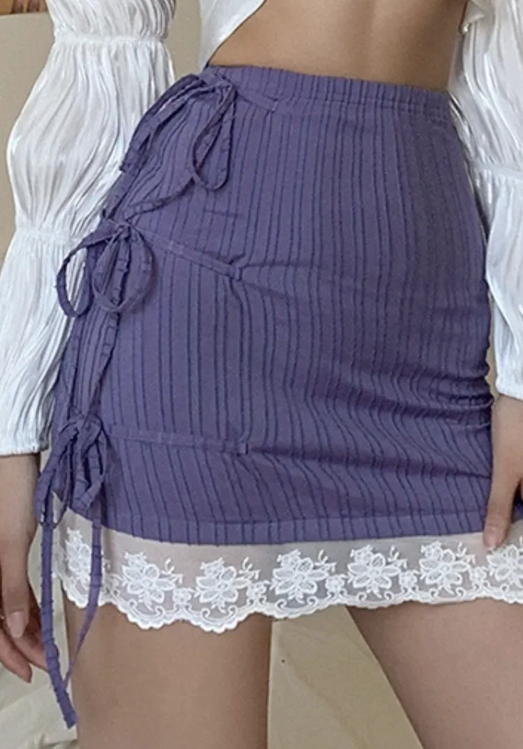lace-up race skirt purple