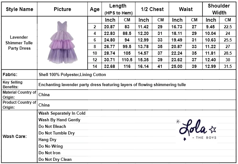 Lavender Shimmer Tulle Party Dress