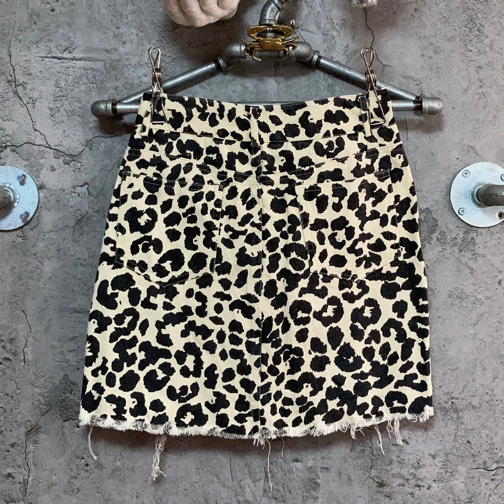 leopard ripped skirt