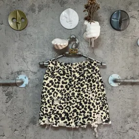 leopard ripped skirt