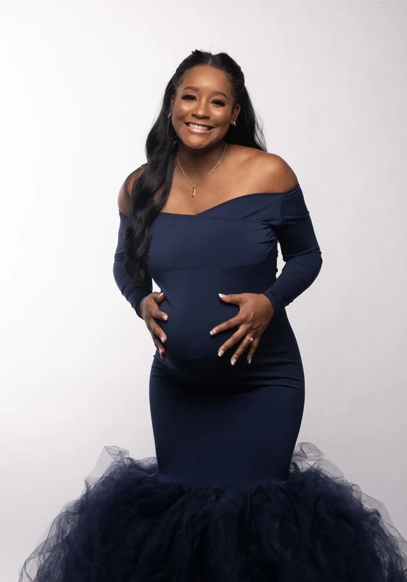 Long Sleeve Tulle Maternity Dress
