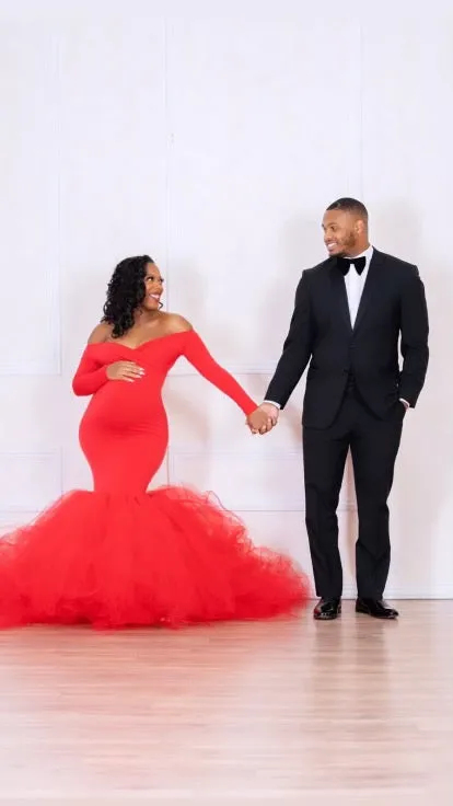 Long Sleeve Tulle Maternity Dress