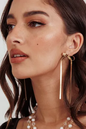 Macy Herringbone Bow Earrings Gold