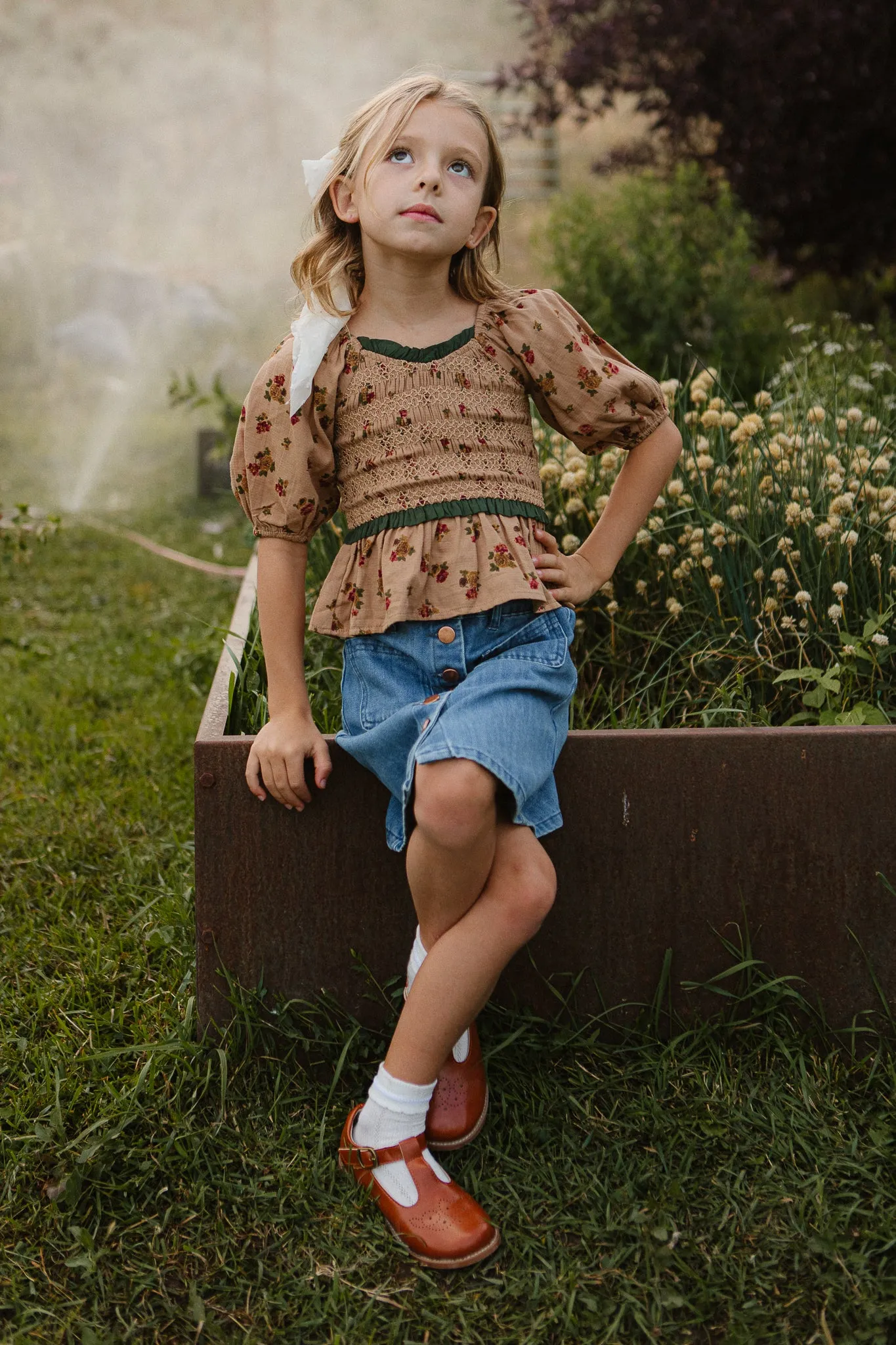 Mini Roselyn Top in Tan Floral - FINAL SALE