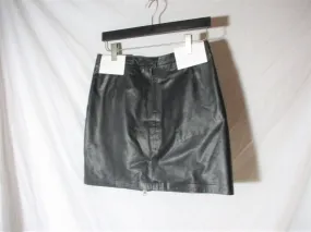 New THE KOOPLES Lined LEATHER Zip Zipper Mini Short SKIRT 38 BLACK