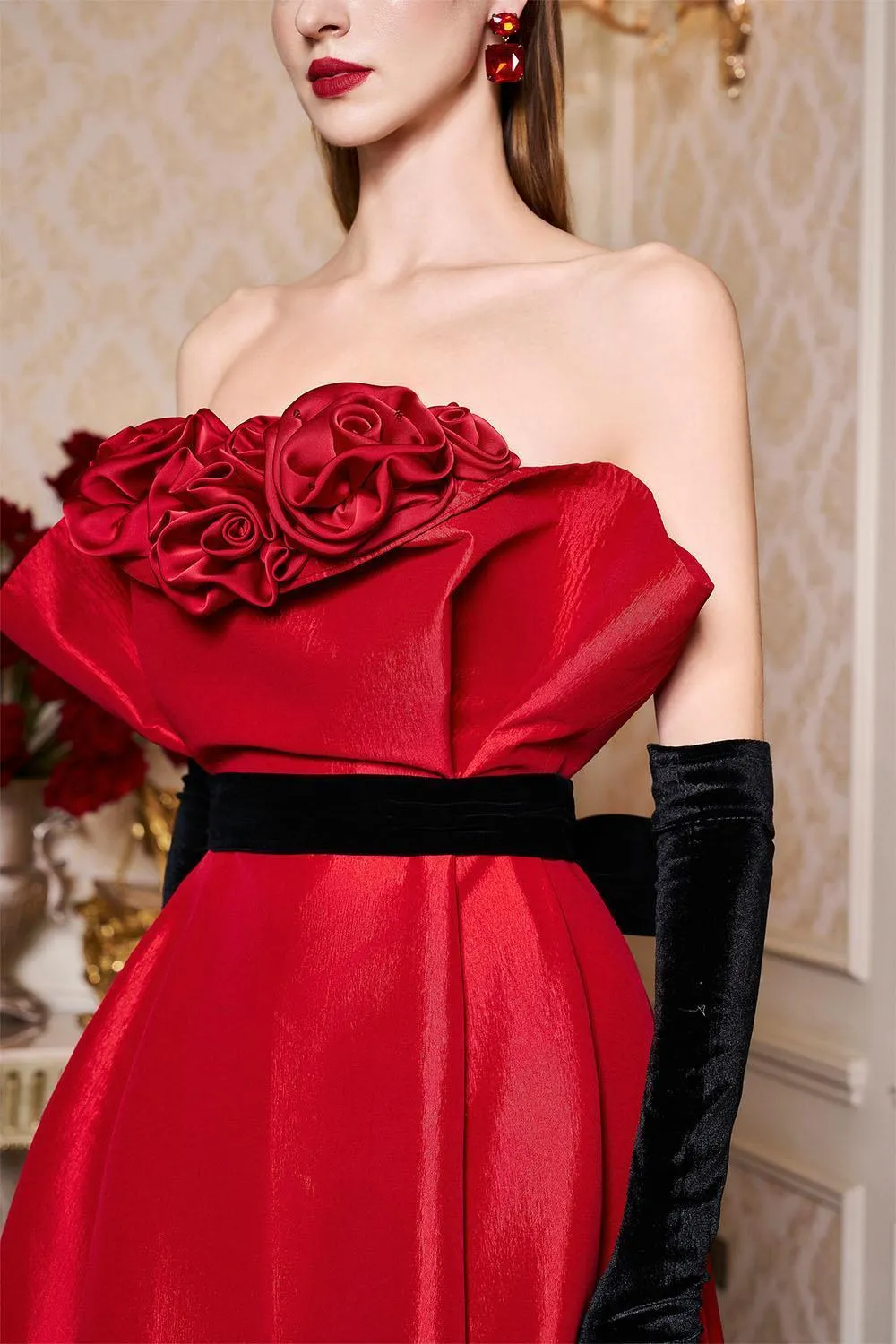 Novalee A-line Draped Taffeta High-low Dress