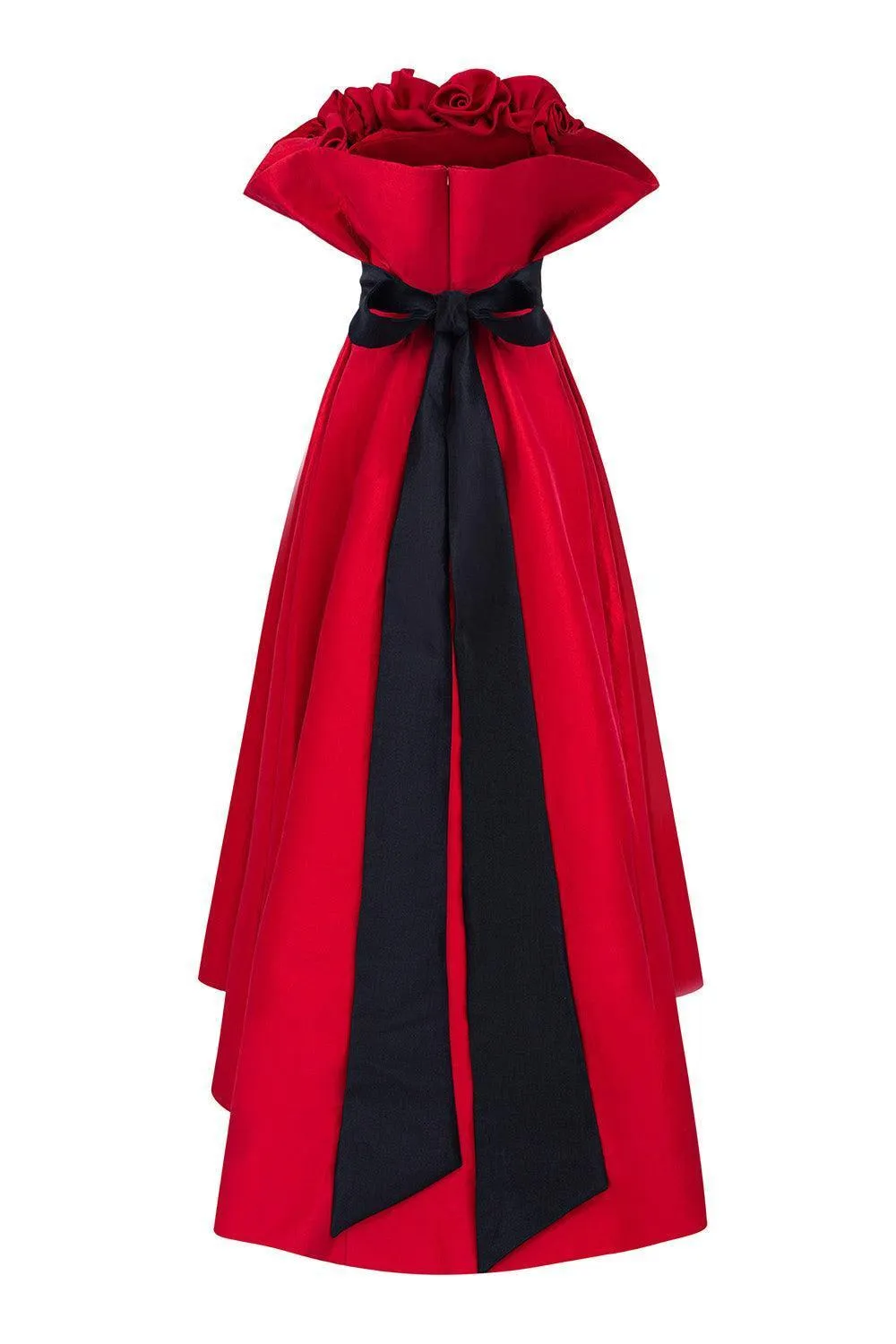 Novalee A-line Draped Taffeta High-low Dress