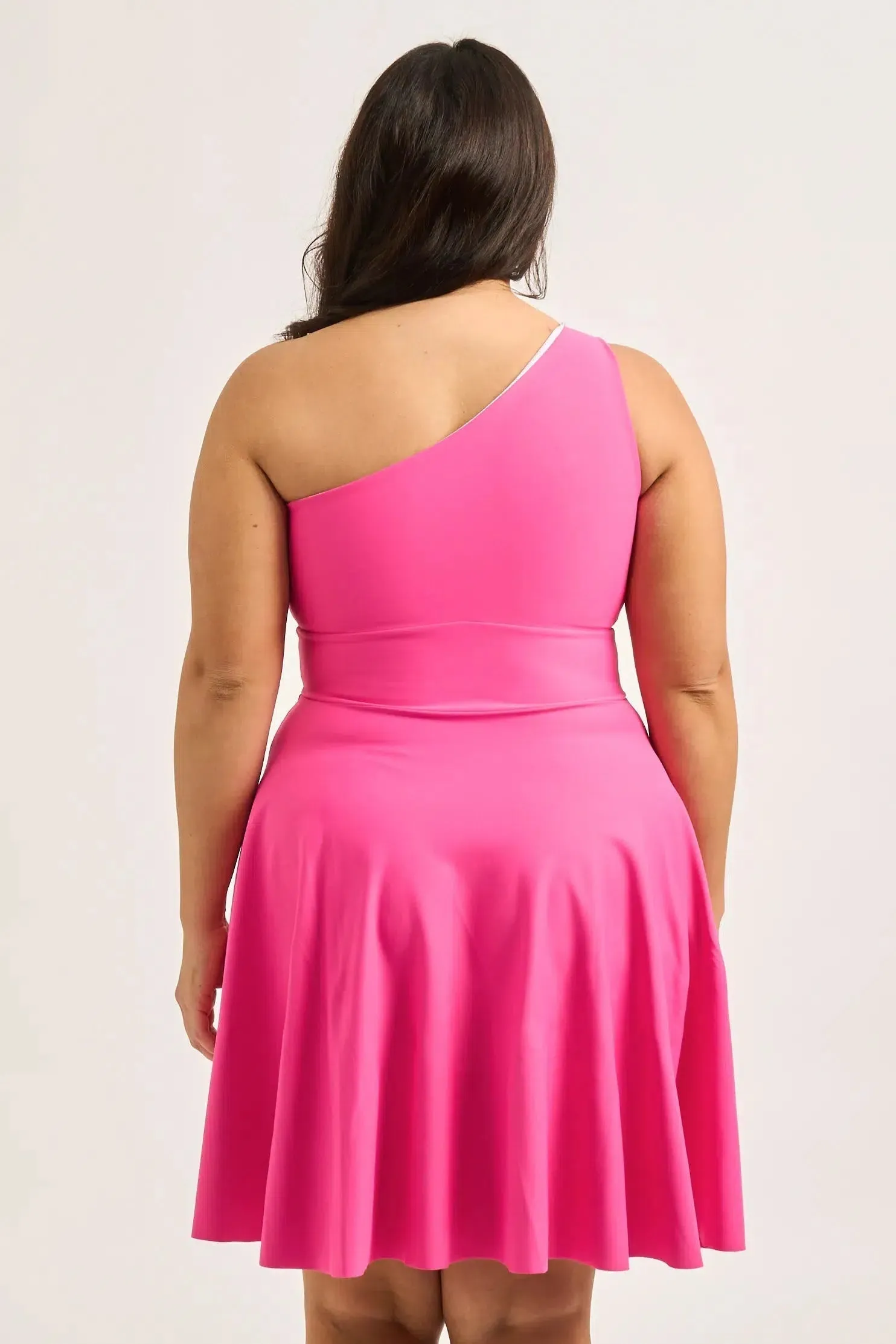 Performance One Shoulder Comfort Crop Mini Dress - Candy Pink