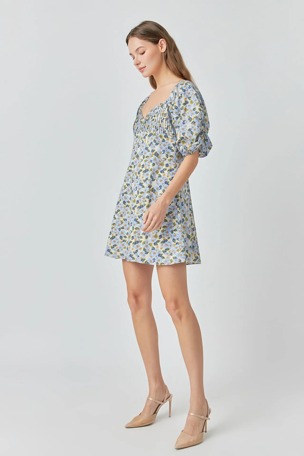 Pintuck Mini Dress