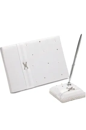 "Love Ever Lasting" Rhinestones/Sash Guestbook & Pen Set