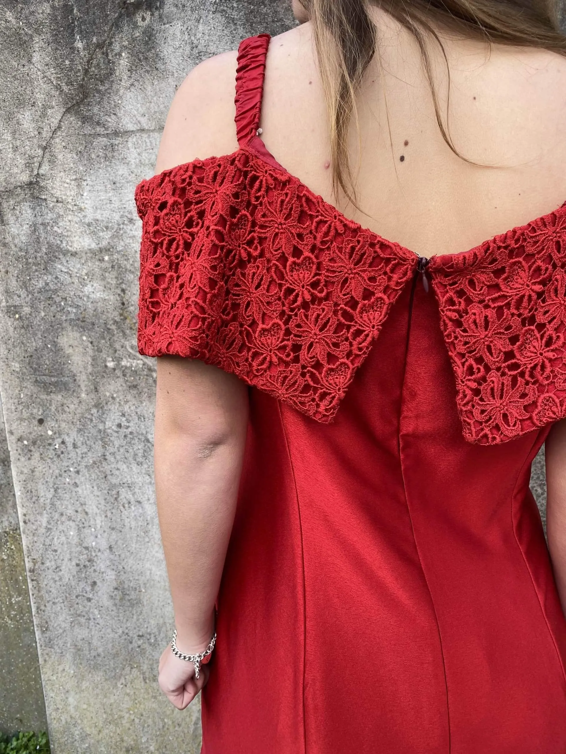 Radiant 1980s Red Satin Dress