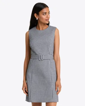 Sadie Belted Shift Dress in Textured Gingham