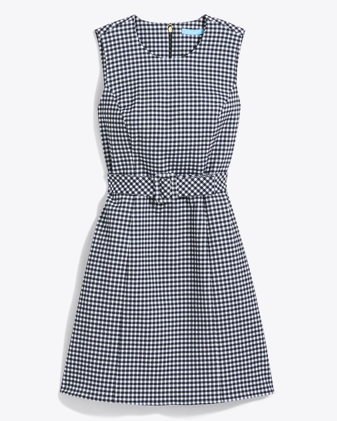 Sadie Belted Shift Dress in Textured Gingham