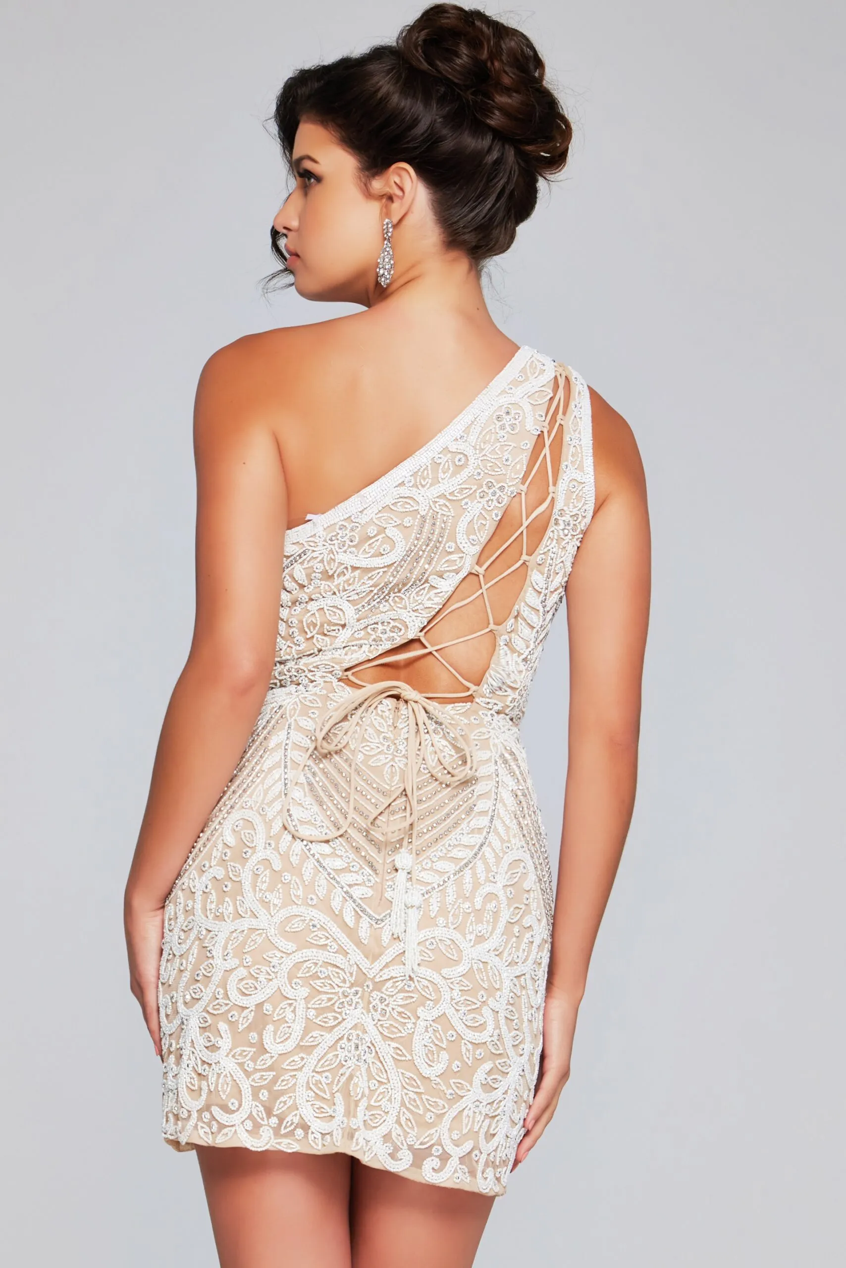 Short One Shoulder Slit Dress by Jovani 39896