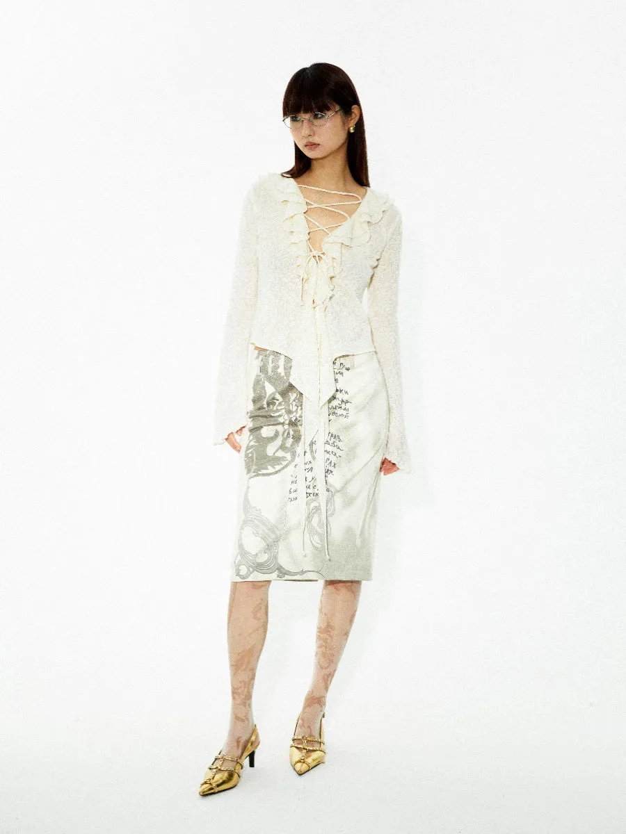 Silhouette Lettering Tight Classy Pencil-Skirt
