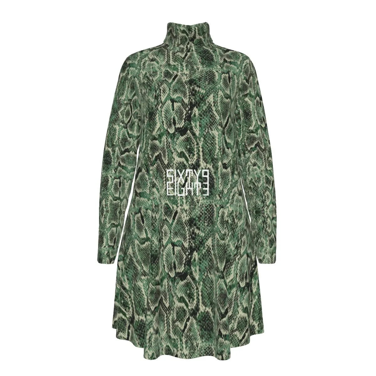 Sixty Eight 93 Logo White Women's High Neck Long Sleeve Dress #5